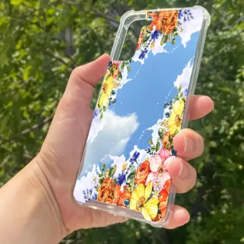 Exporanto Samsung S21 Plus Uyumlu Aynalı Rengarenk Desenli Darbe Kamera Korumalı Silikon Telefon Kılıfı