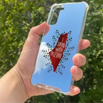 Exporanto Samsung S21 Plus Uyumlu Aynalı Filistin Desenli Darbe Kamera Korumalı Silikon Telefon Kılıfı