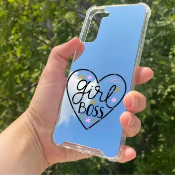 Exporanto Samsung S21 Plus Uyumlu Aynalı Girl Bos Desenli Darbe Kamera Korumalı Silikon Telefon Kılıfı