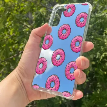 Exporanto Samsung S21 Plus Uyumlu Aynalı Donut Desenli Darbe Kamera Korumalı Silikon Telefon Kılıfı