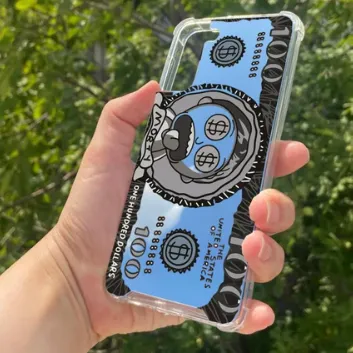 Exporanto Samsung S21 Plus Uyumlu Aynalı Rick Morty Dolar Desenli Darbe Kamera Korumalı Silikon Telefon Kılıfı