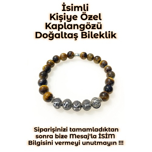 Tesbih Sakarya - İsimli - Kişiye Özel - Kaplan Gözü Doğaltaş Unisex Bileklik