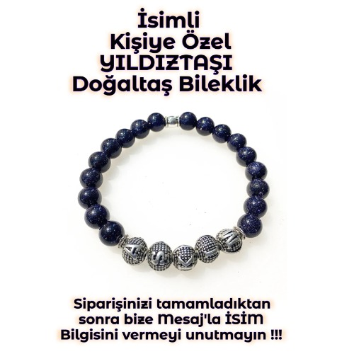 Tesbih Sakarya - İsimli - Kişiye Özel - Yıldıztaşı Doğaltaş Unisex Bileklik