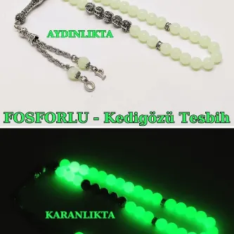 Tesbih Sakarya Kişiye Özel Isimli - Püskül Ucu Harfli - Fosforlu Kedigözü Tesbih