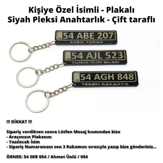 Tesbih Sakarya Kişiye Özel İsimli - Siyah Plakalı - Pleksi Anahtarlık - Çift taraflı - 1 adet