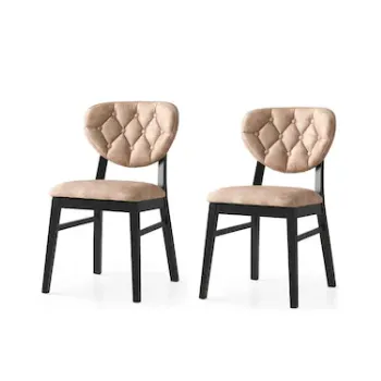 Sivas Gözde Mobilya  Ahşap Ağaç Mutfak Sandalyesi Nil Siyah Ayak 2 Li Set