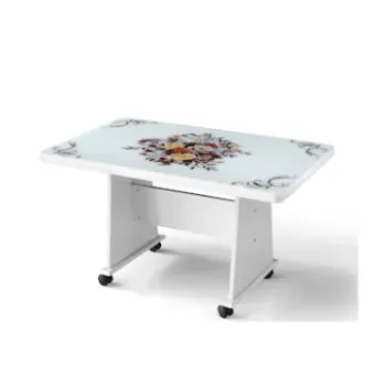 Sivas Gözde Mobilya Ekonomik Tekerlekli Camlı Orta Sehpa 103X63X60Cm
