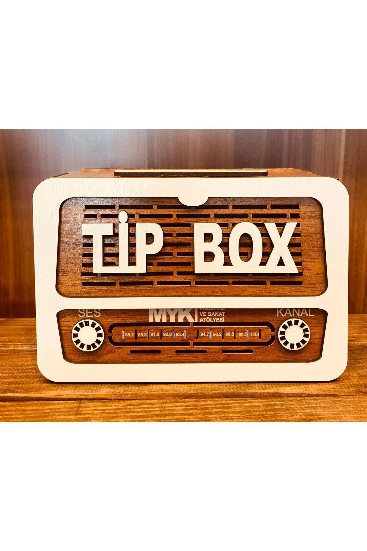 MYK HEDİYE VE SANAT ATÖLYESİ Tip Box Bahşiş Kutusu Nostaljik Radyo Görünümlü görsel 6