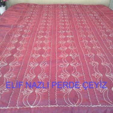Çift Kişilik Saten Yatak Örtüsü-Bordo