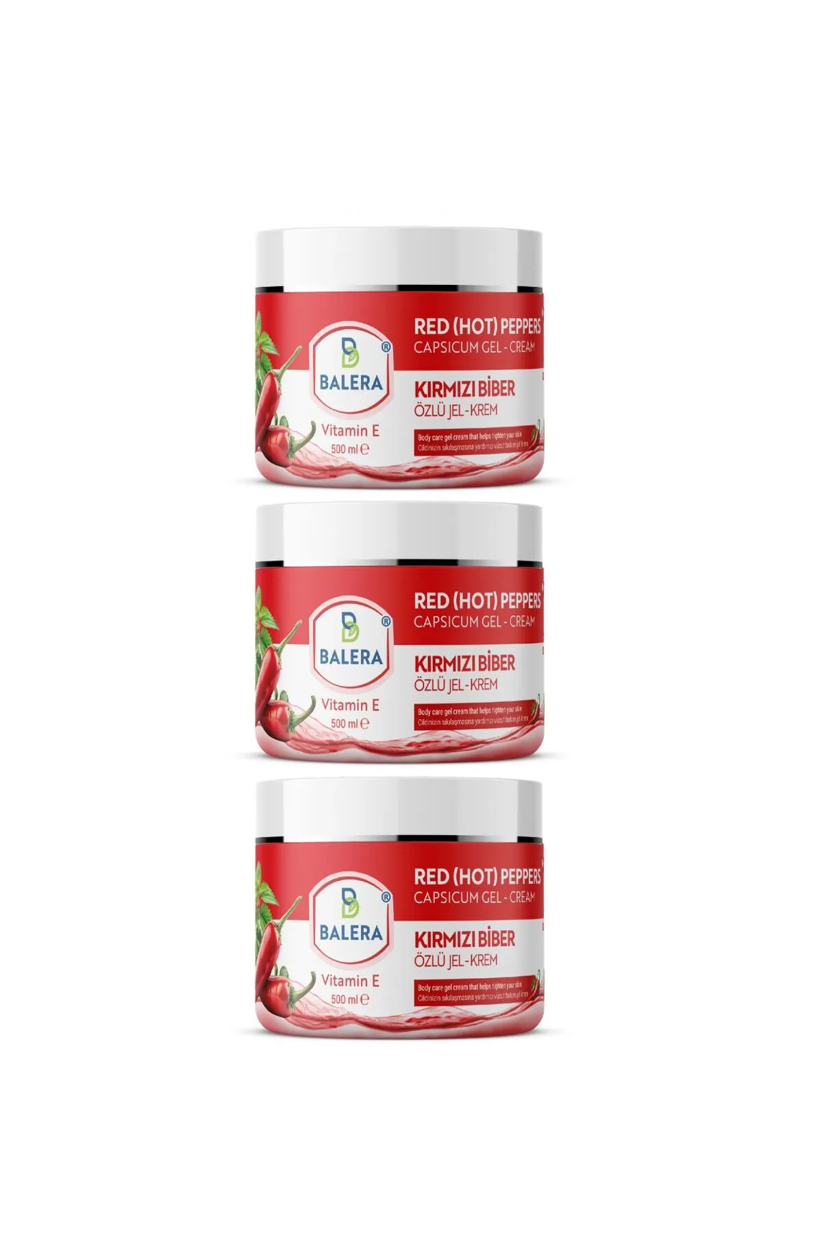 BALERA Selülit Jeli 500ml - Sıkılaştırıcı Acı Biber Özlü Masaj Jeli 3 Adet Selülit Fırça görsel 2