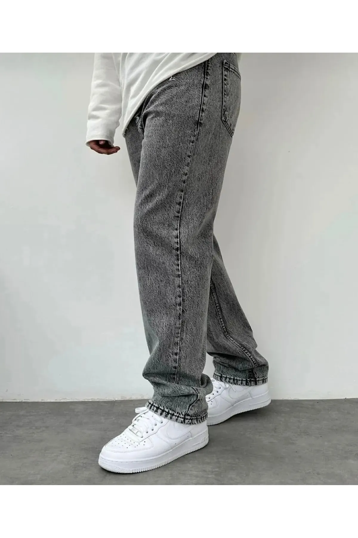 ORAY STORE Gri Asit Yıkama Baggy Pantolon görsel 2