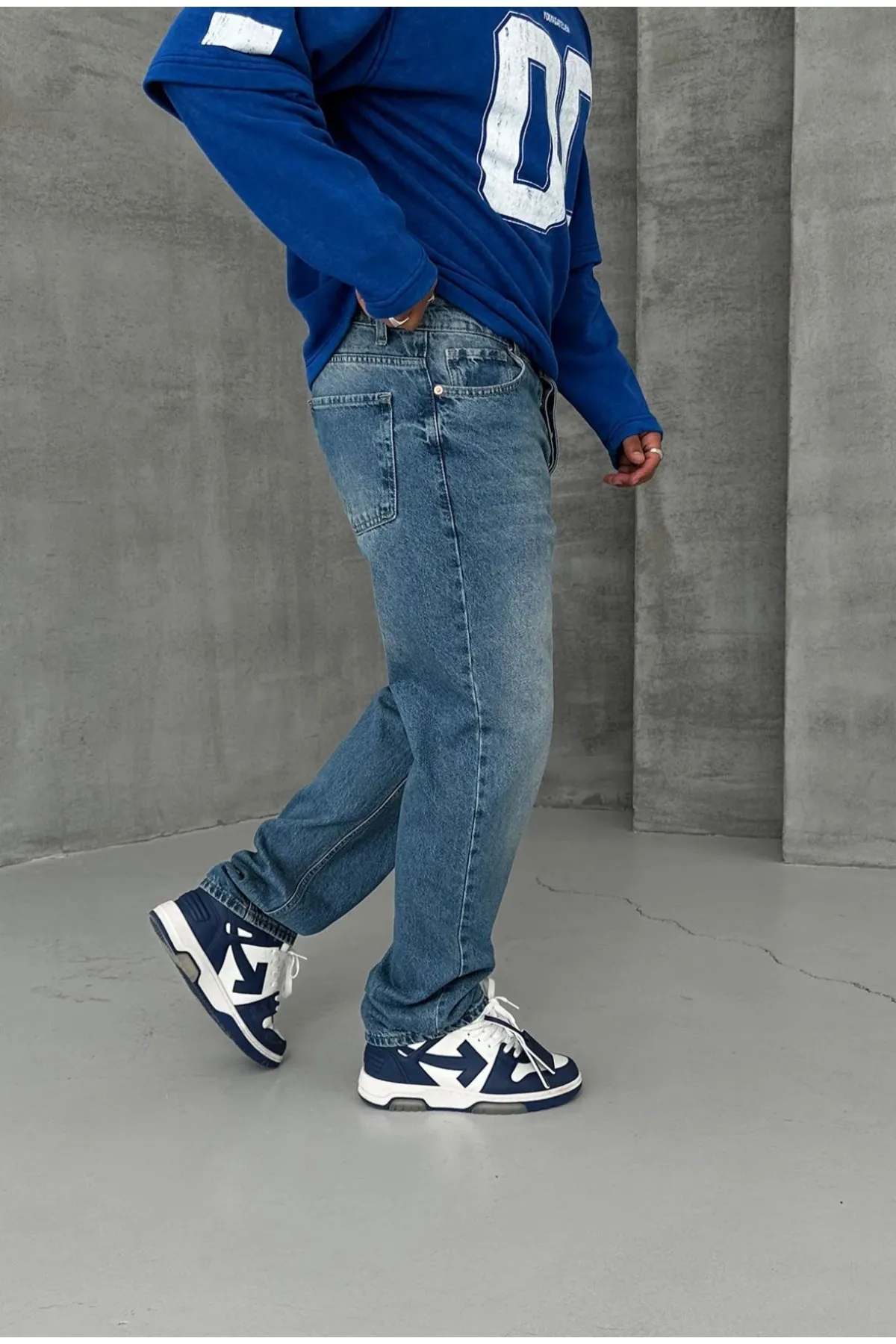 ORAY STORE Taşlama Mavi Baggy Pantolon görsel 2