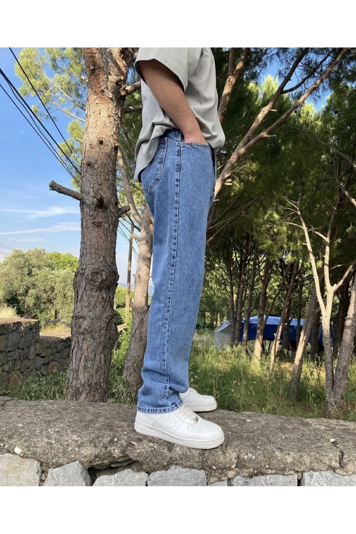 ORAY STORE Yıkamalı Mavi Baggy Jean görsel 2
