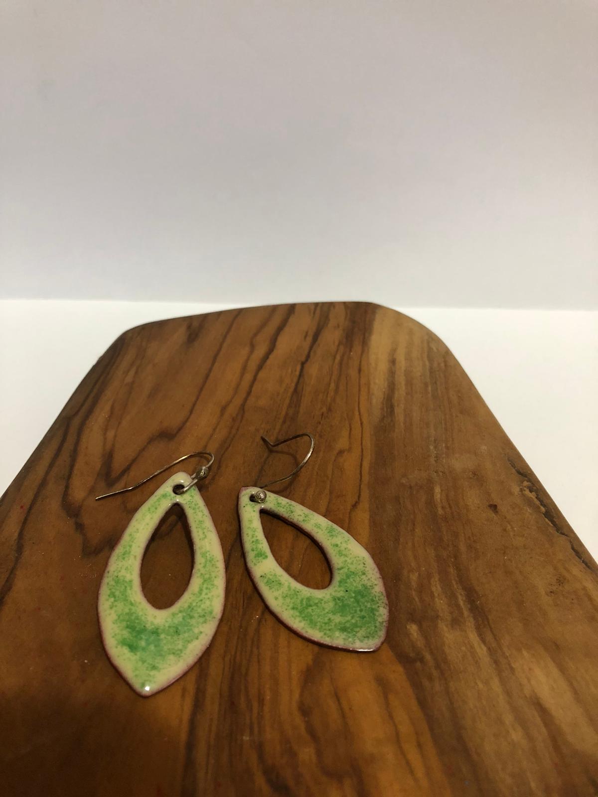 Opal Silver El Yapımı Sıcak Mine Çalışması Küpe Gümüş Kancalı görsel 2