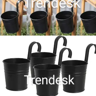 TRENDESK Askılık Ferforje Siyah Saksı Orta Boy 4 Adet