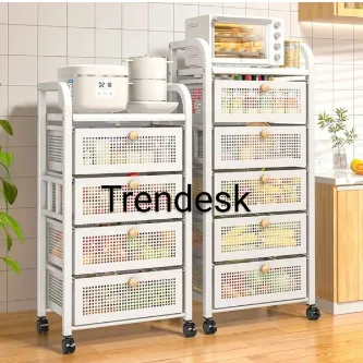 TRENDESK 4 Katlı Metal Beyaz patates soğan sepeti sebze meyve sepeti sebzelik tekerlekli