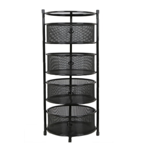 TRENDESK 4 Katlı Siyah Metal Patates Soğan Sebzelik