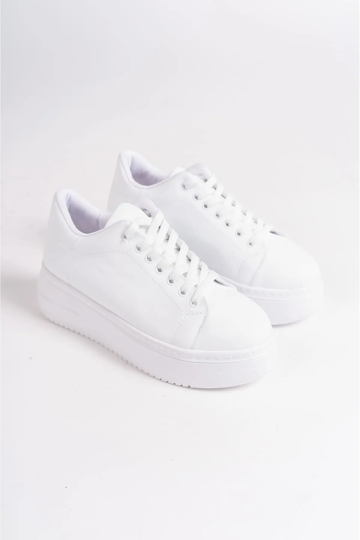 Baybonza Biana Bağcıklı Ortopedik Taban Kadın Sneaker Ayakkabı Bt Beyaz görsel 4