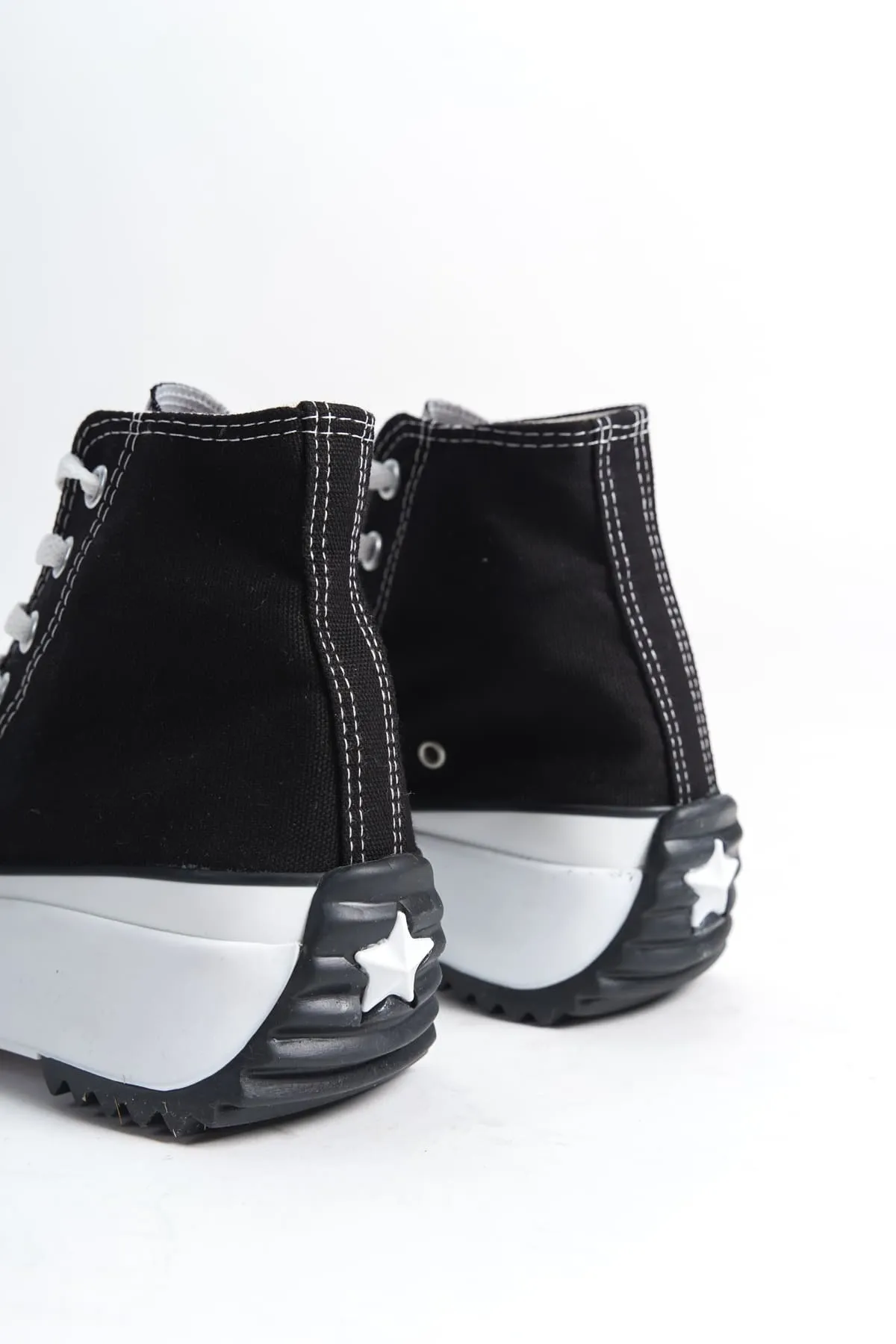 Baybonza ROMA Bağcıklı Ortopedik Taban Kadın Sneaker Ayakkabı BT Siyah görsel 5