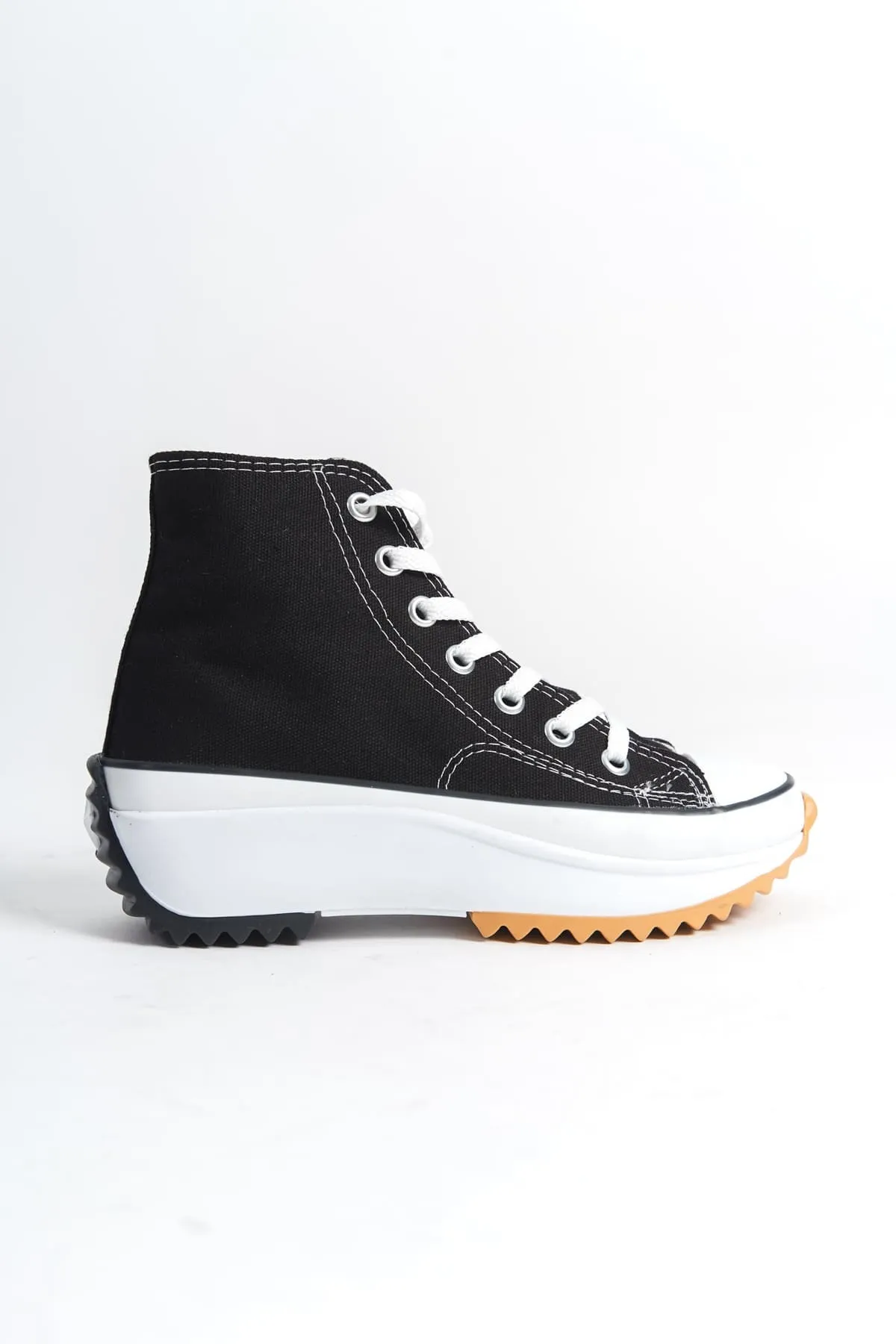 Baybonza ROMA Bağcıklı Ortopedik Taban Kadın Sneaker Ayakkabı BT Siyah görsel 6