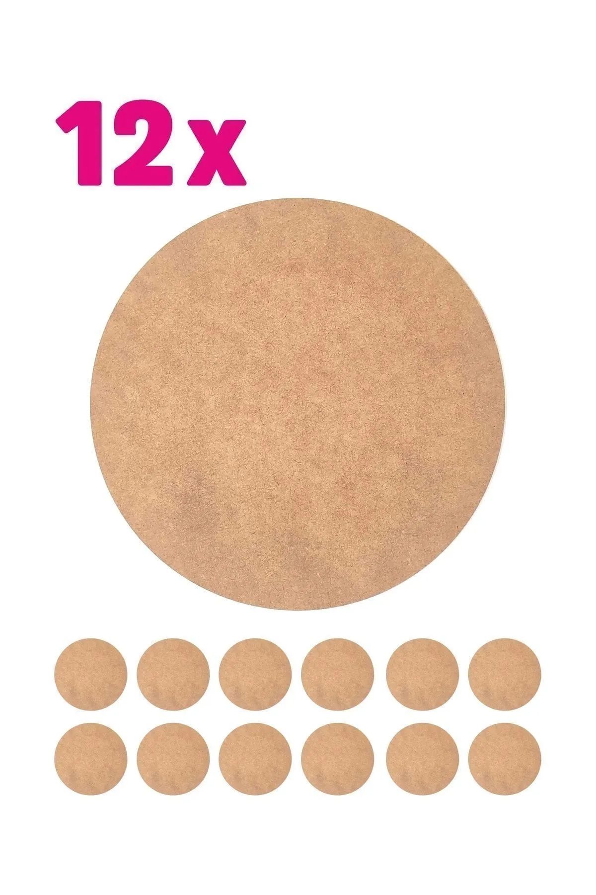Silay Hediyelik Supla Levha 12 Adet 3 Mm Ham Mdf 20 Cm Yuvarlak Servis Altı Supla