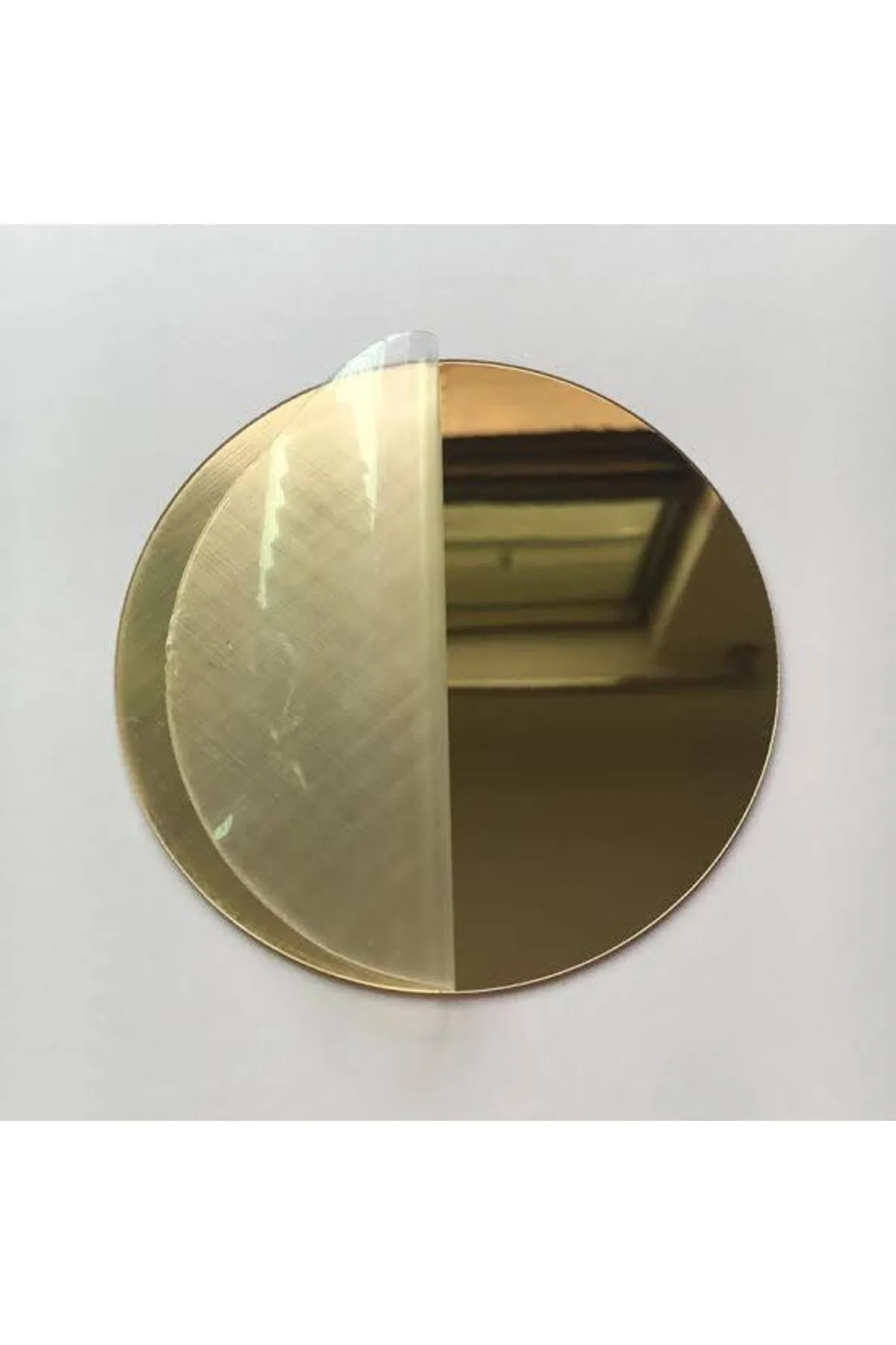 Silay Hediyelik Dekoratif Yuvarlak Gold Ayna Pleksi Duvar Süsü ( Yapışkanlı )