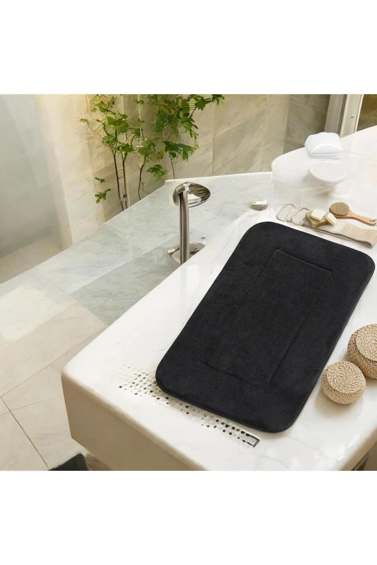Roko Villa Banyo Paspası- Wellsoft Yumuşak Doku Banyo Paspası Siyah