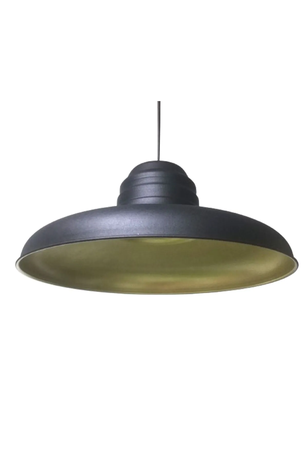 Tekay Aydınlatma Siyah gold Retro Rustik Metal Tekli Sarkıt Avize Cafe ofis ev pastane iç rengi gold 38 çap