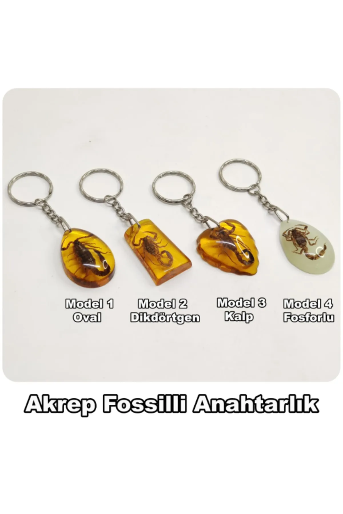 Tesbih Sakarya Akrep Fosilli - Toz Kehribar Anahtarlık -  1 Model görsel 2