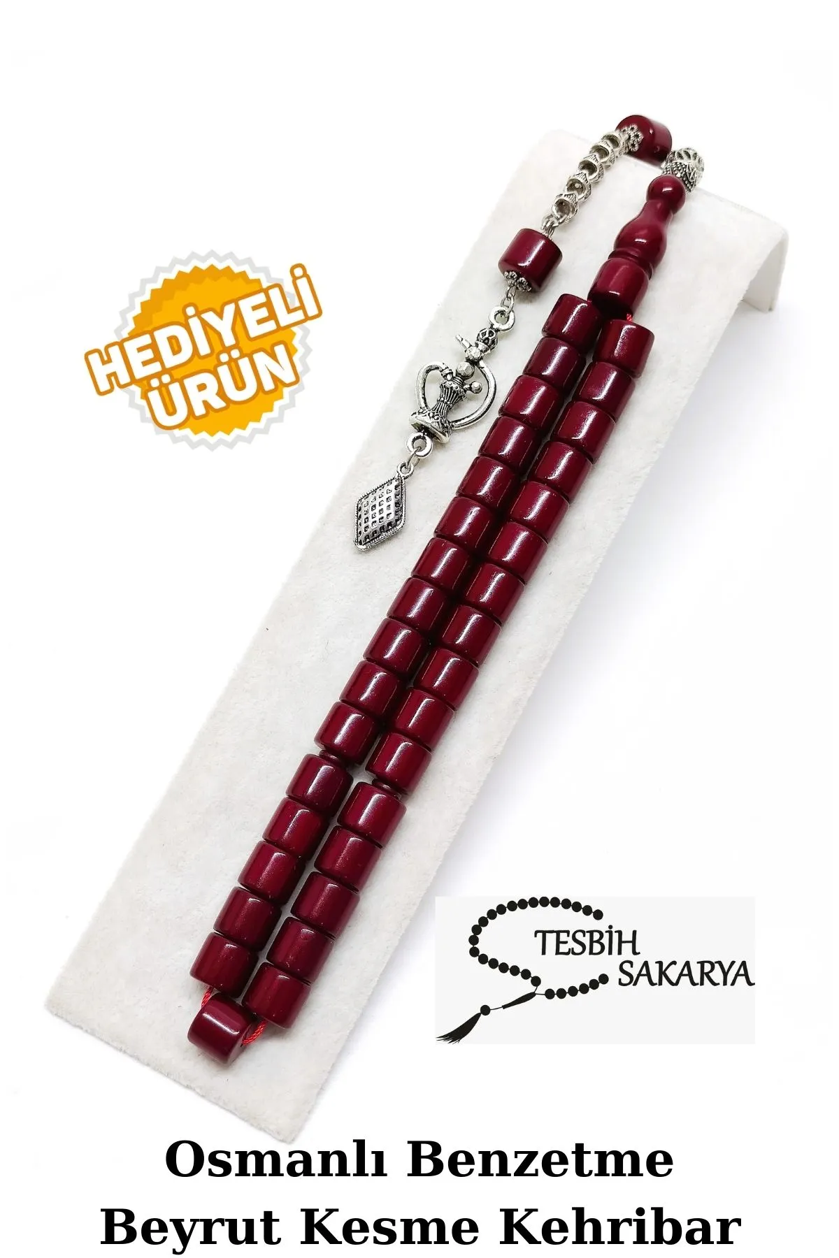 Tesbih Sakarya Osmanlı Benzetmesi - Beyrut Damla Kesme Kehribar - Özel Nargile Tasarım Püsküllü - 10mm/9mm görsel 2