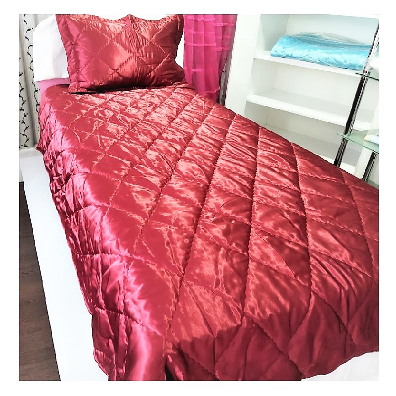 TEK KİŞİLİK  SATEN YATAK ÖRTÜSÜ-BORDO