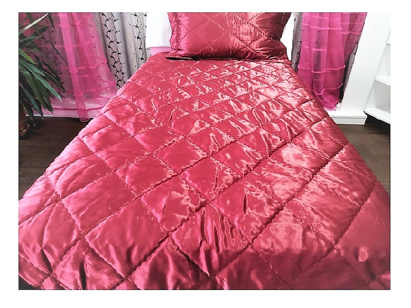 TEK KİŞİLİK  SATEN YATAK ÖRTÜSÜ-BORDO görsel 3