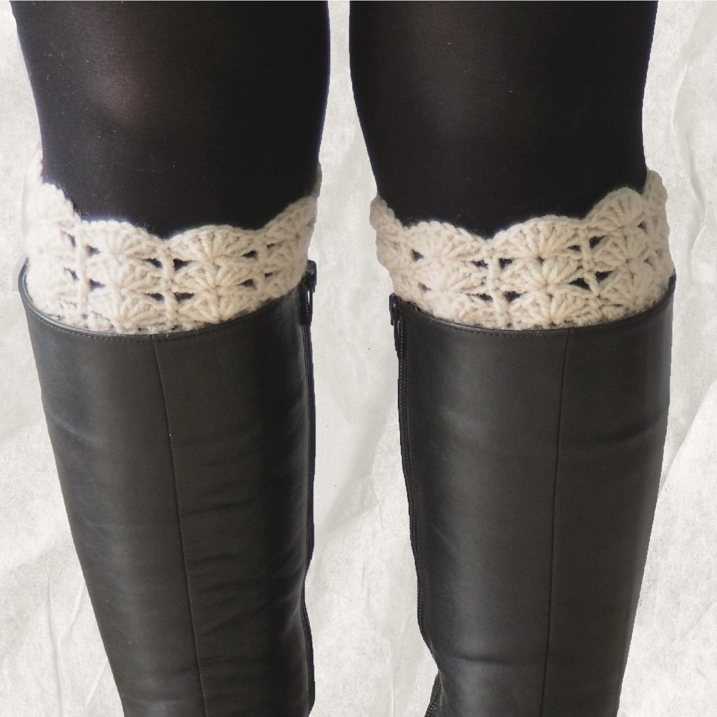 El Örgüsü Krem Bot Manşeti (Boot Cuffs) görsel 3