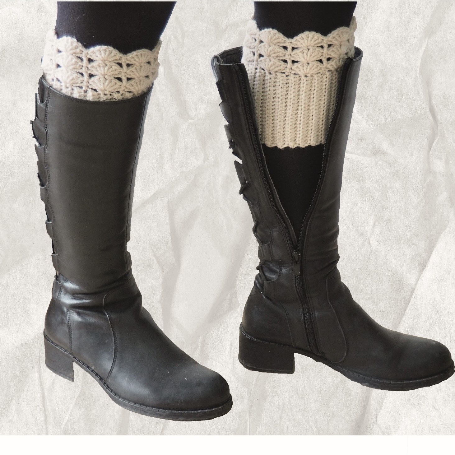 El Örgüsü Krem Bot Manşeti (Boot Cuffs) görsel 4