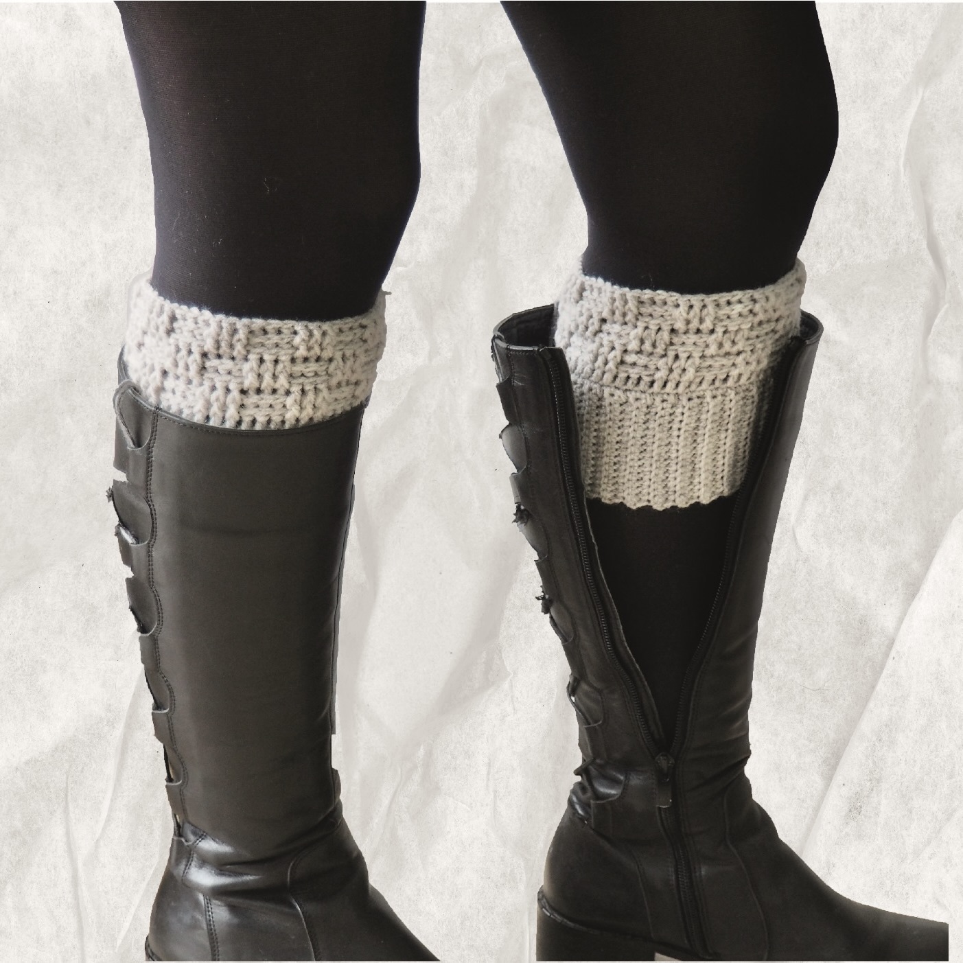 El Örgüsü Gri Bot Manşeti (Boot Cuffs) görsel 4
