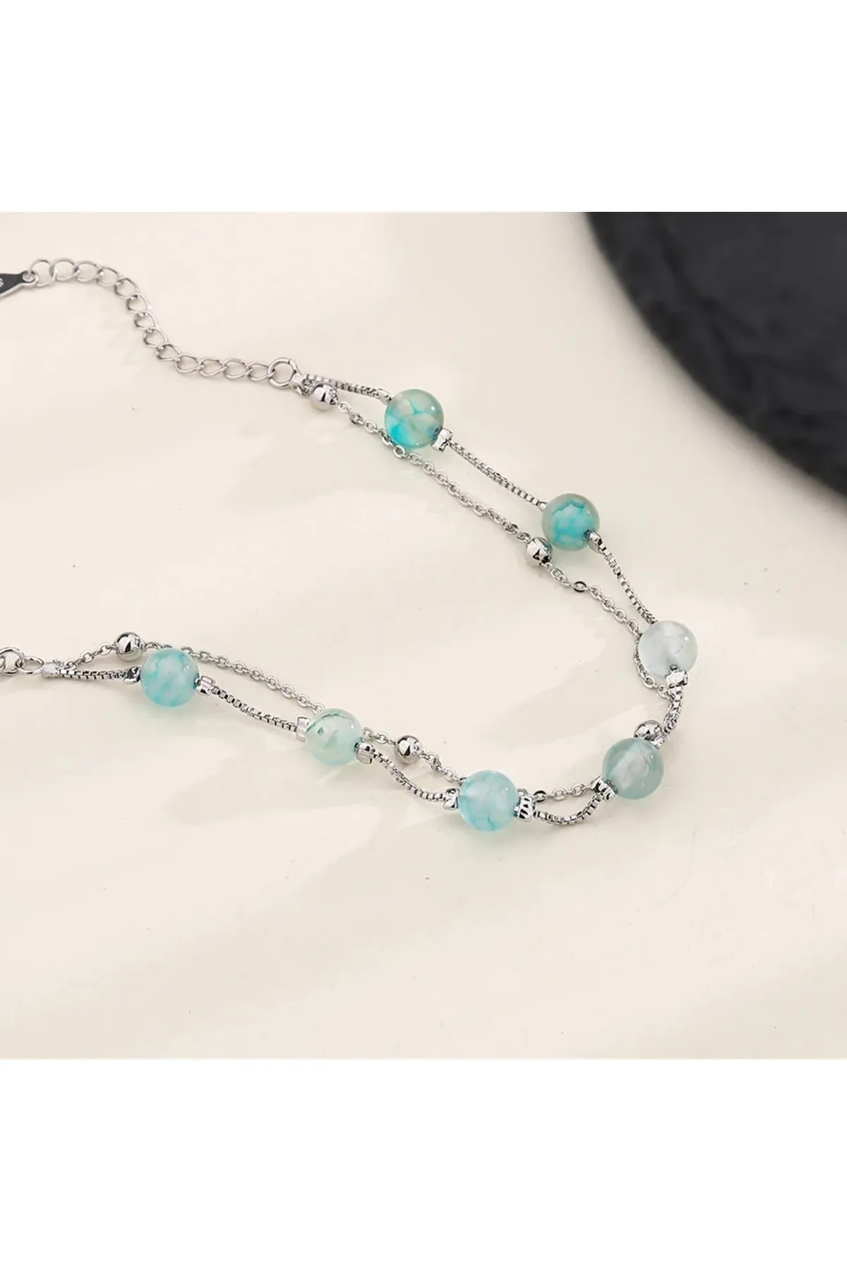 Eyelashes Silver 925 Ayar Gümüş Mavi Kristal Taşlarla Süslü Bileklik görsel 4