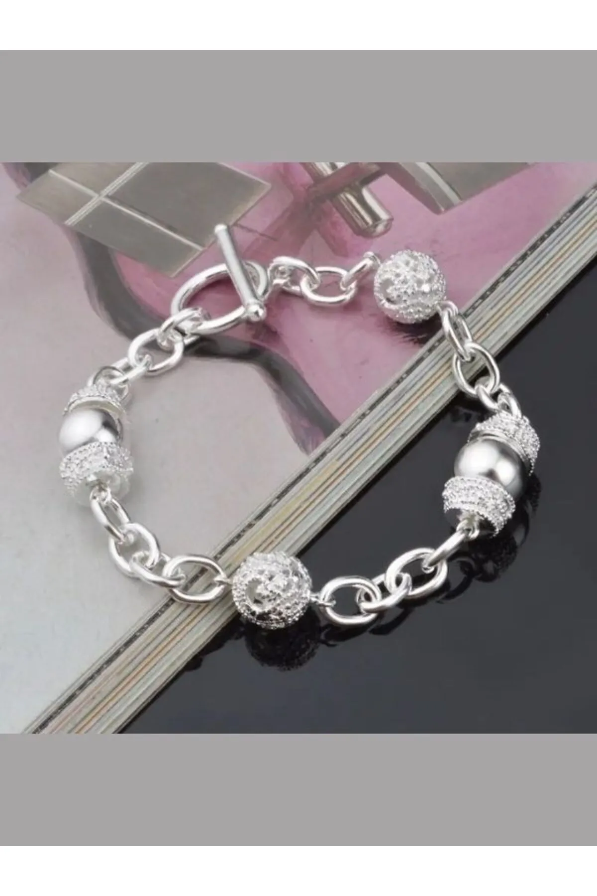 Eyelashes Silver 925 Ayar Gümüş Geometrik Bileklik görsel 3