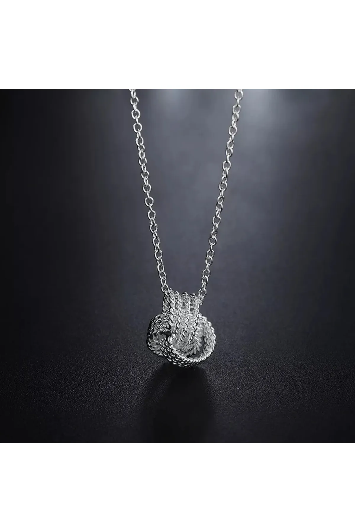 Eyelashes Silver 925 Ayar Gümüş Örgü Top Kolye