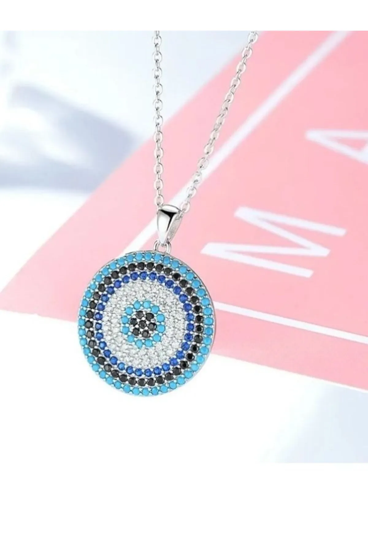 Eyelashes Silver 925 Ayar Gümüş Göz Zirkon Taşlı Kolye görsel 3