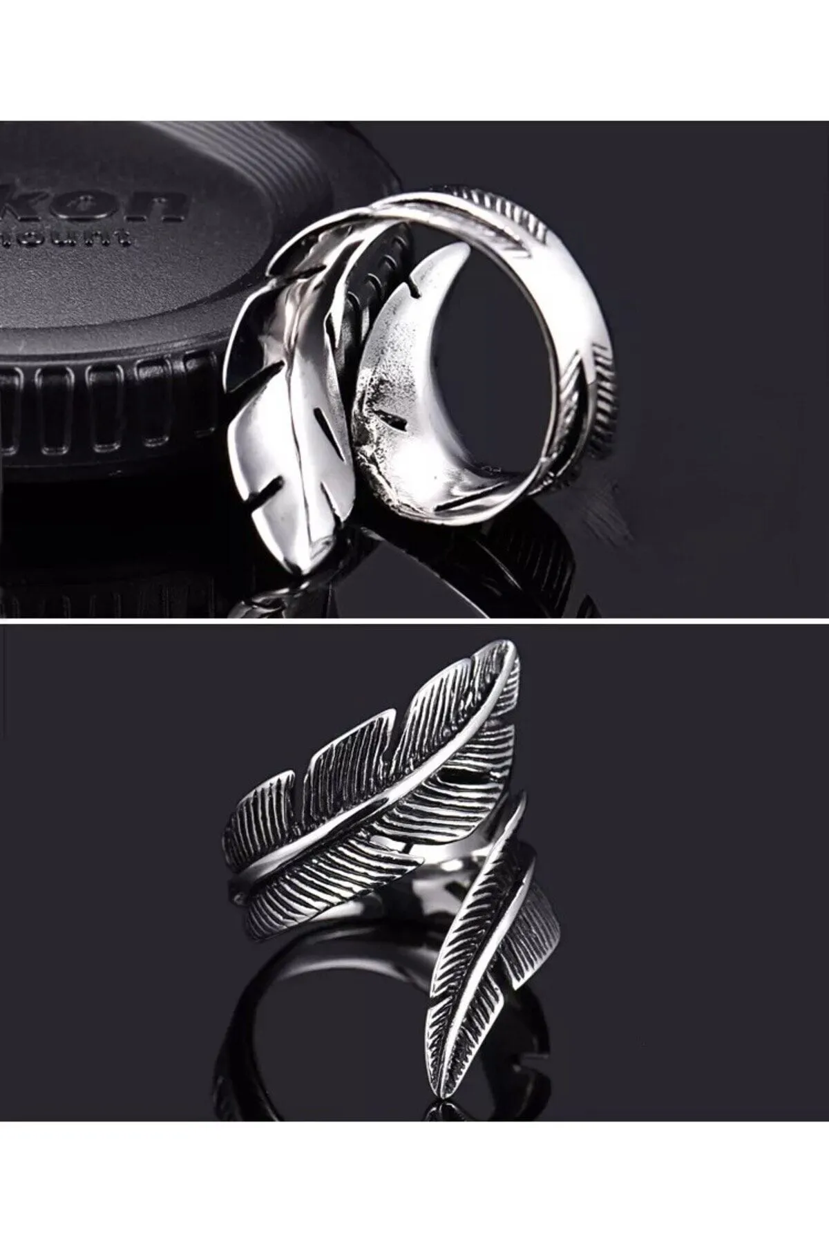 Eyelashes Silver 925 Ayar Gümüş Ayarlanabilir Vintage Tüy Yüzük görsel 4