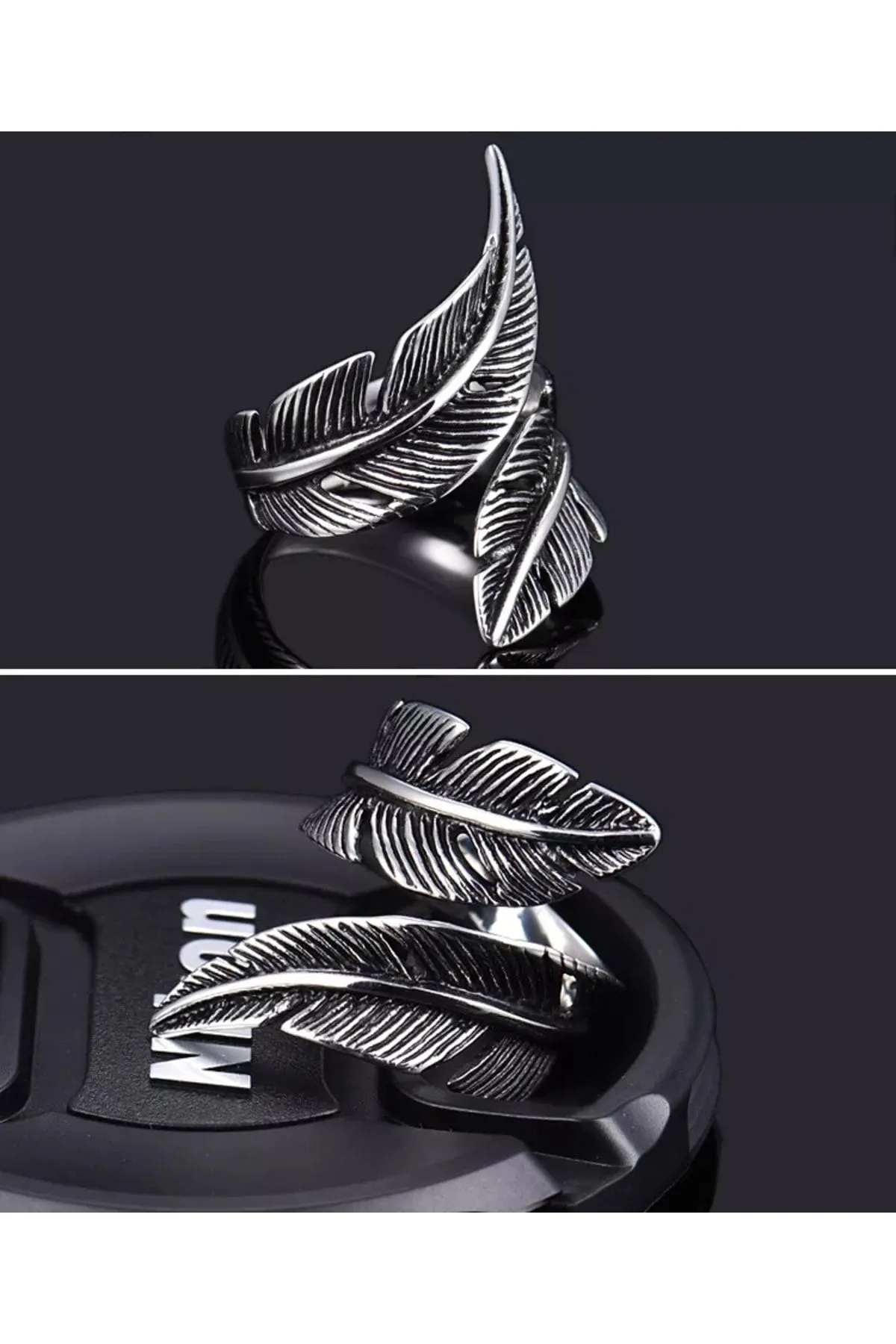 Eyelashes Silver 925 Ayar Gümüş Ayarlanabilir Vintage Tüy Yüzük görsel 5