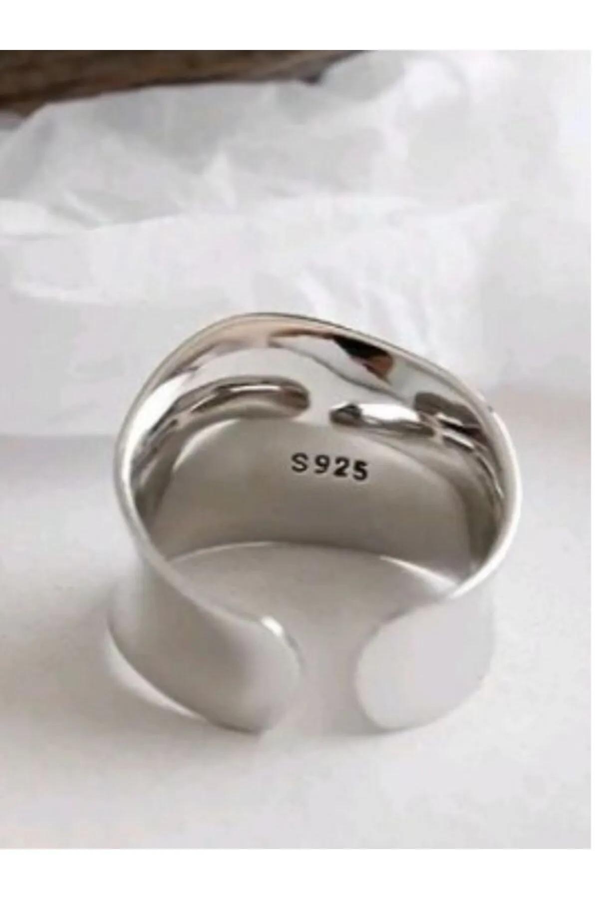 Eyelashes Silver 925 Ayar Gümüş Geometrik Bohem Tarz Ayarlanabilir Yüzük görsel 4