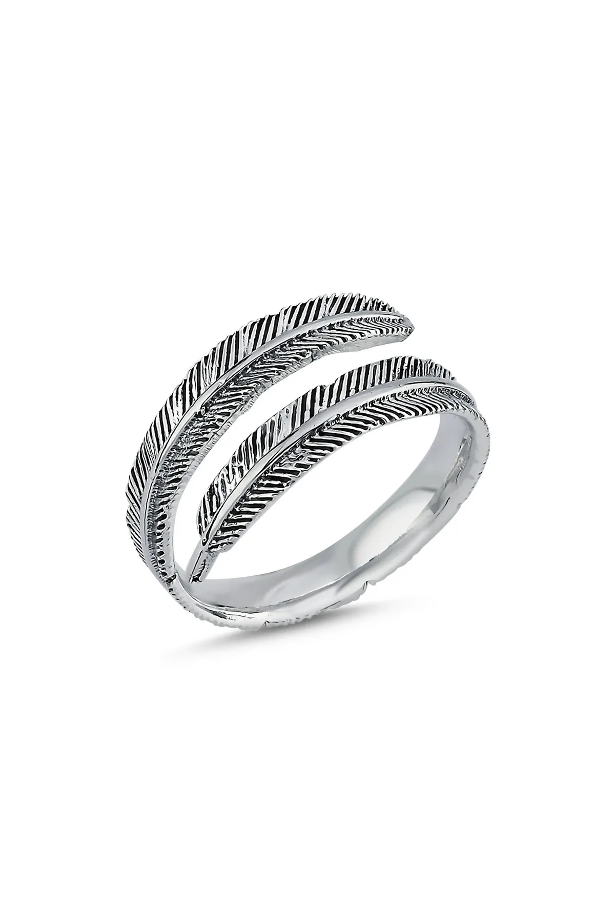 Eyelashes Silver 925 Ayar Gümüş Yaprak Desenli  Ayarlanabilir Yüzük görsel 2