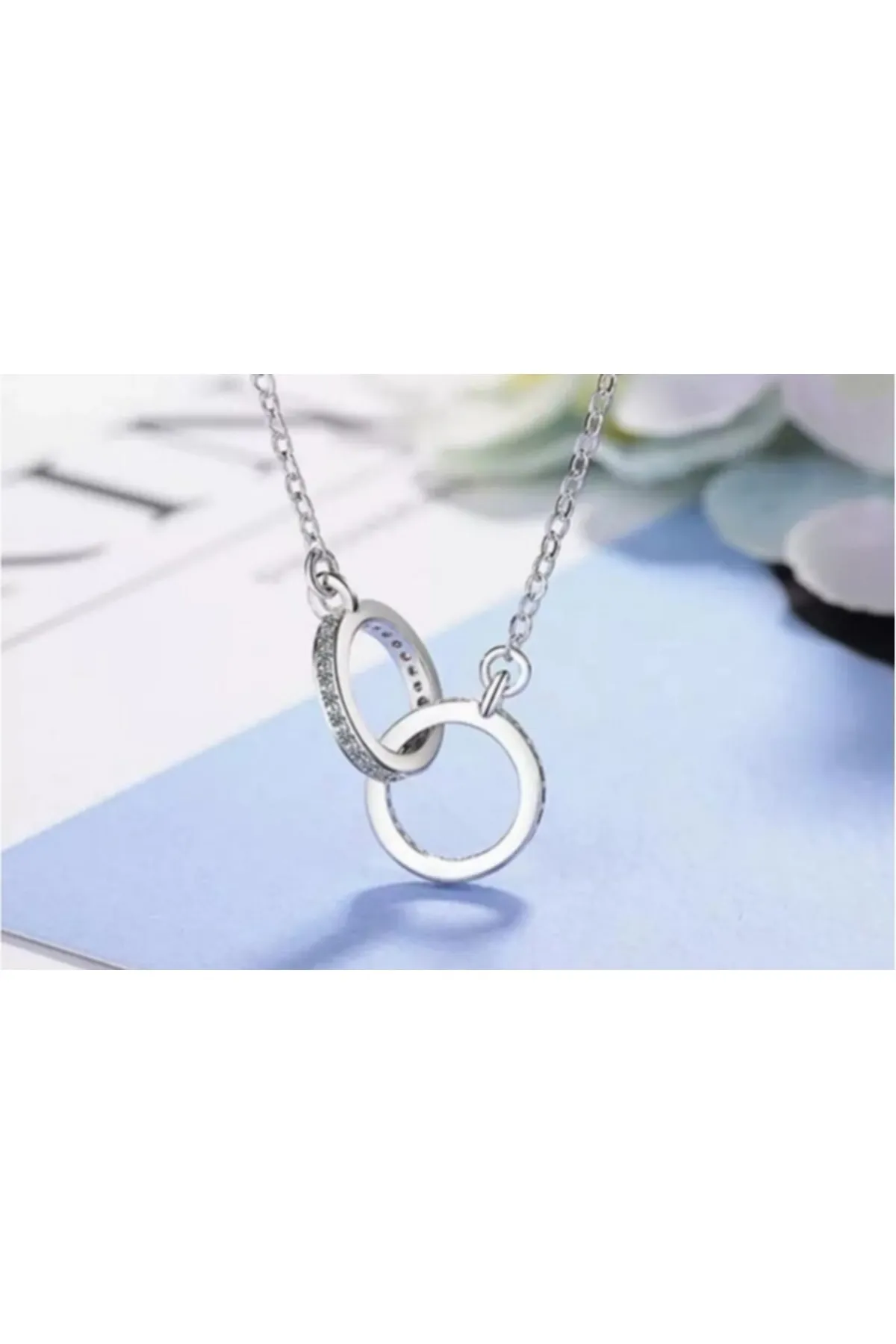 Eyelashes Silver 925 Ayar Gümüş Iç Içe Geçmiş Yuvarlak Zirkon Taşlı Kolye