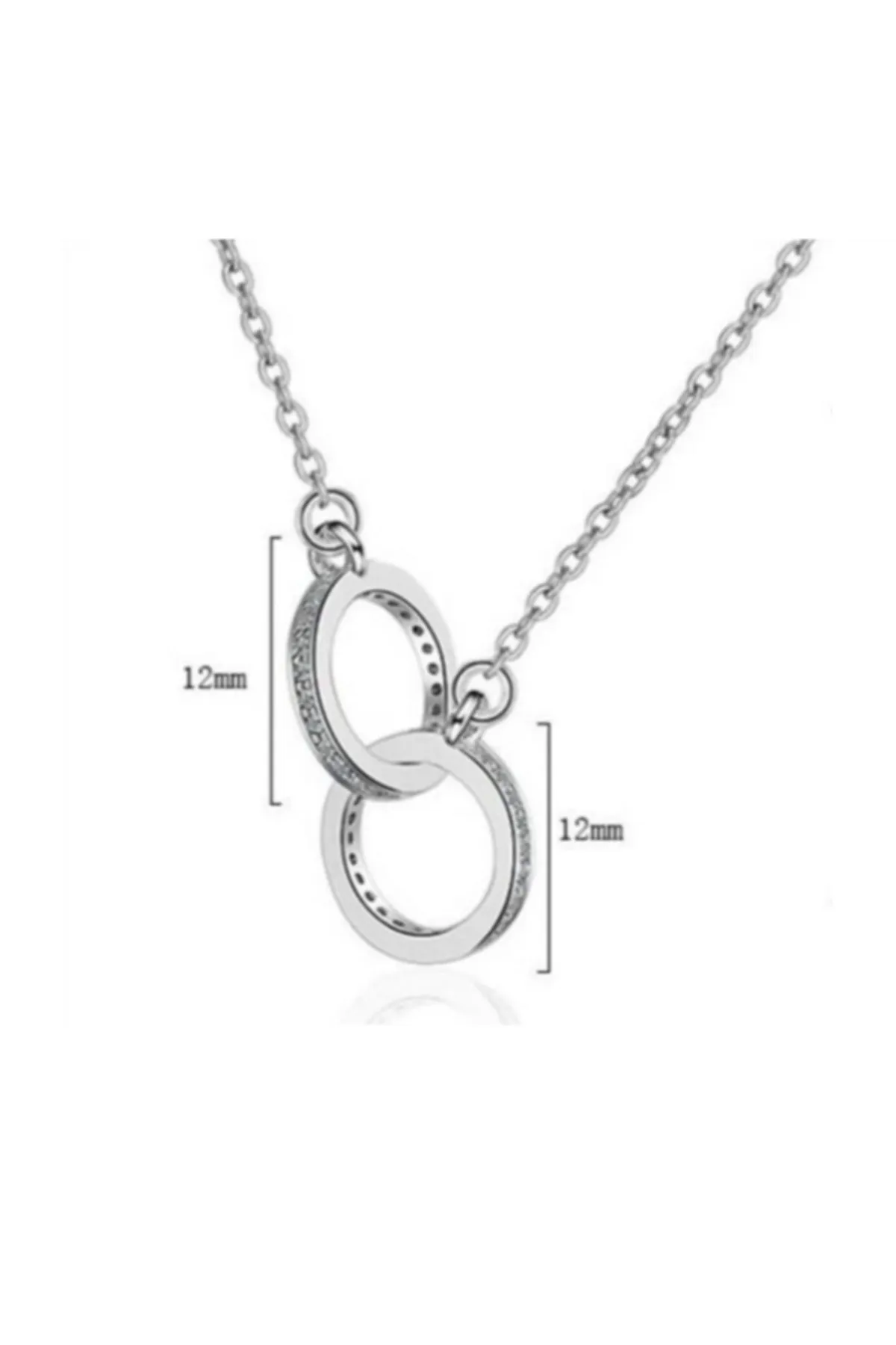 Eyelashes Silver 925 Ayar Gümüş Iç Içe Geçmiş Yuvarlak Zirkon Taşlı Kolye görsel 5
