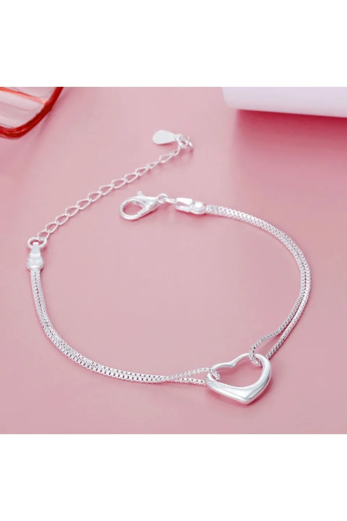 Eyelashes Silver 925 Ayar Gümüş Kalp Bileklik görsel 2