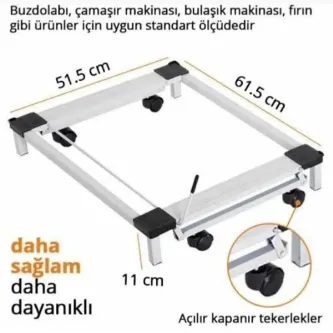 TRENDESK DESIGN Metal  Beyaz Eşya Altlığı Frenli Çeksür Makine Altlığı