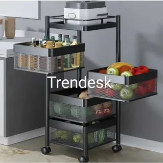 TRENDESK DESIGN 4 Katlı Siyah Metal Patates Soğan Sebze Meyve Sepeti Sebzelik