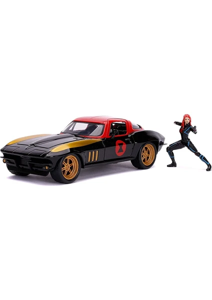 JUPITER OYUNCAK Marvel Avangers Black Widow & 1966 Chevy Corvette Model Araba görsel 3