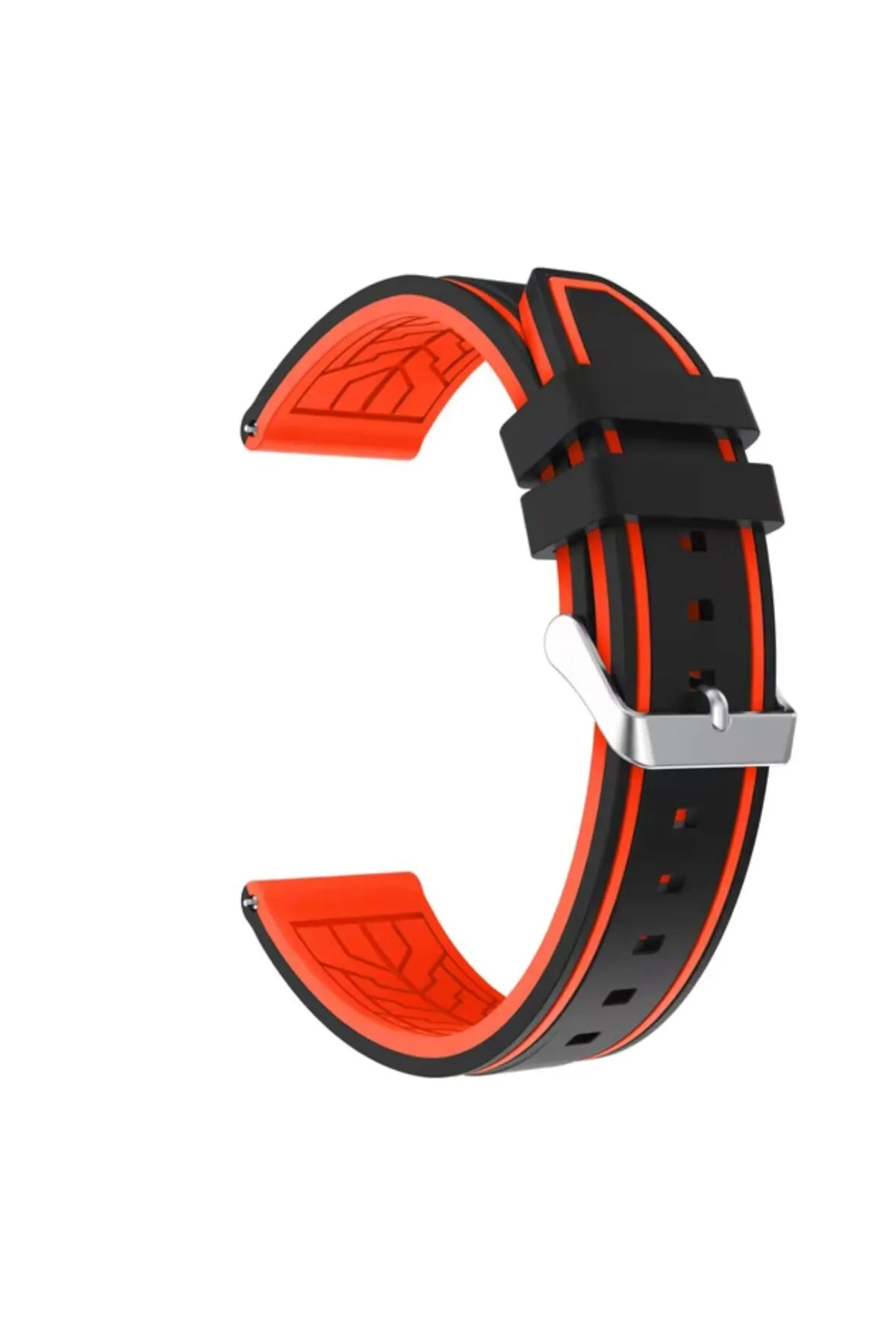 MarkaCase Samsung Galaxy Watch 46mm için Silikon Kordon 22MM - Siyah/Turuncu